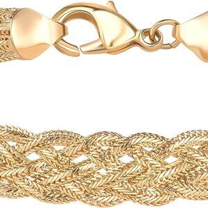 Elegant 18K Gold Plated Herringbone Mesh Bracelet